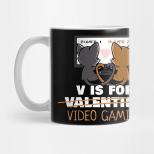 V Is For Video Games Cute Funny Couples Valentine's Day Mug